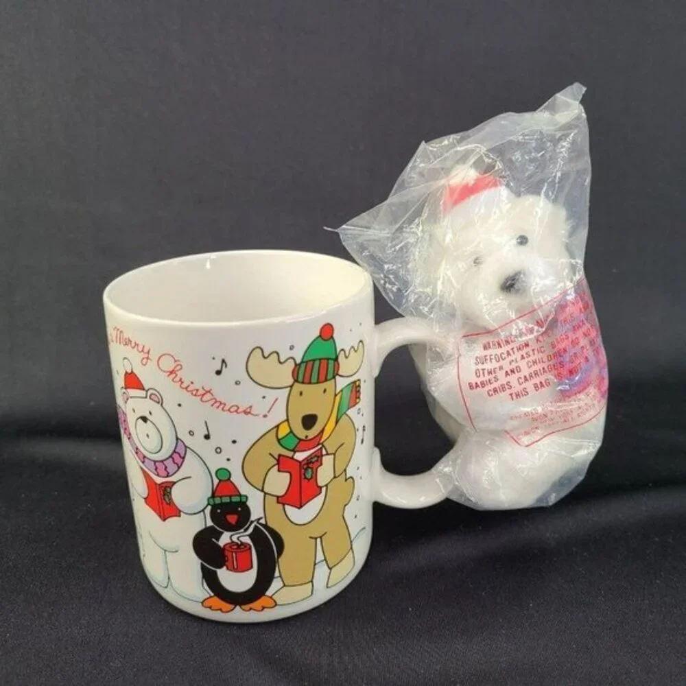 Cheer Mug With Polar Bear Plush Christmas Tree Ornament Avon Gift Collection‎